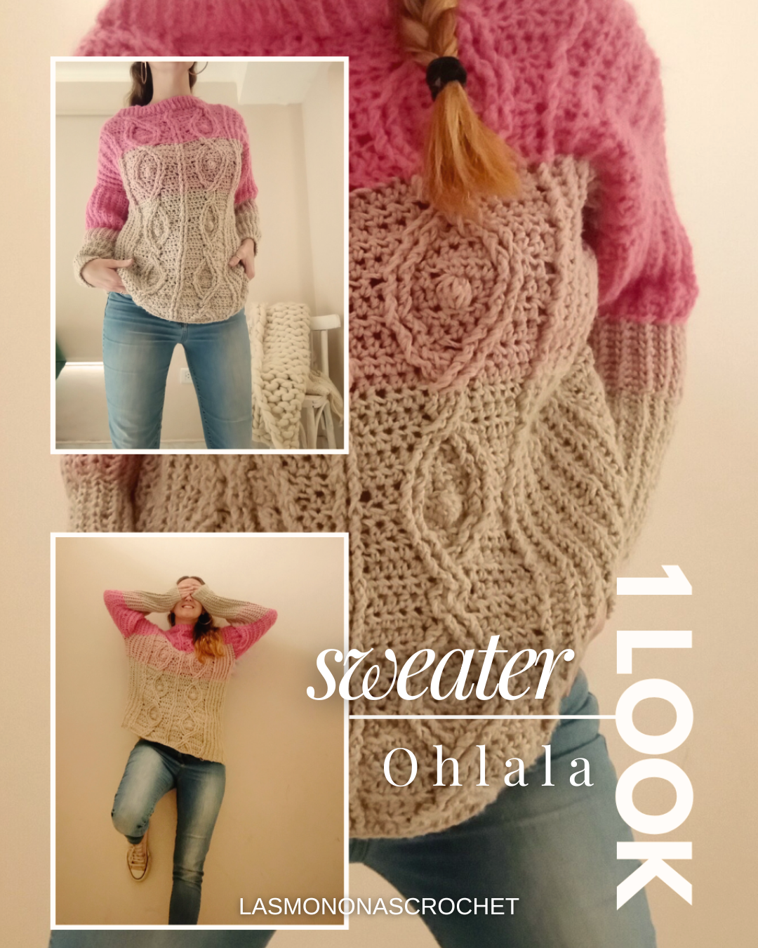 Guía/ Patron de crochet-como tejer un Sweater con ochos-Sweater Ohlala